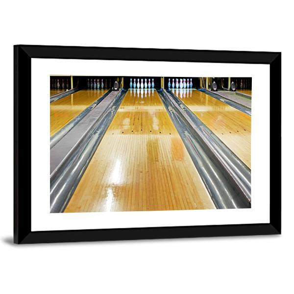 Pins At The End Of Bowling Lane Canvas Wall Art-3 Horizontal-Gallery Wrap-25" x 16"-Tiaracle