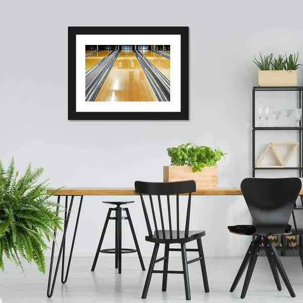 Pins At The End Of Bowling Lane Canvas Wall Art-3 Horizontal-Gallery Wrap-25" x 16"-Tiaracle