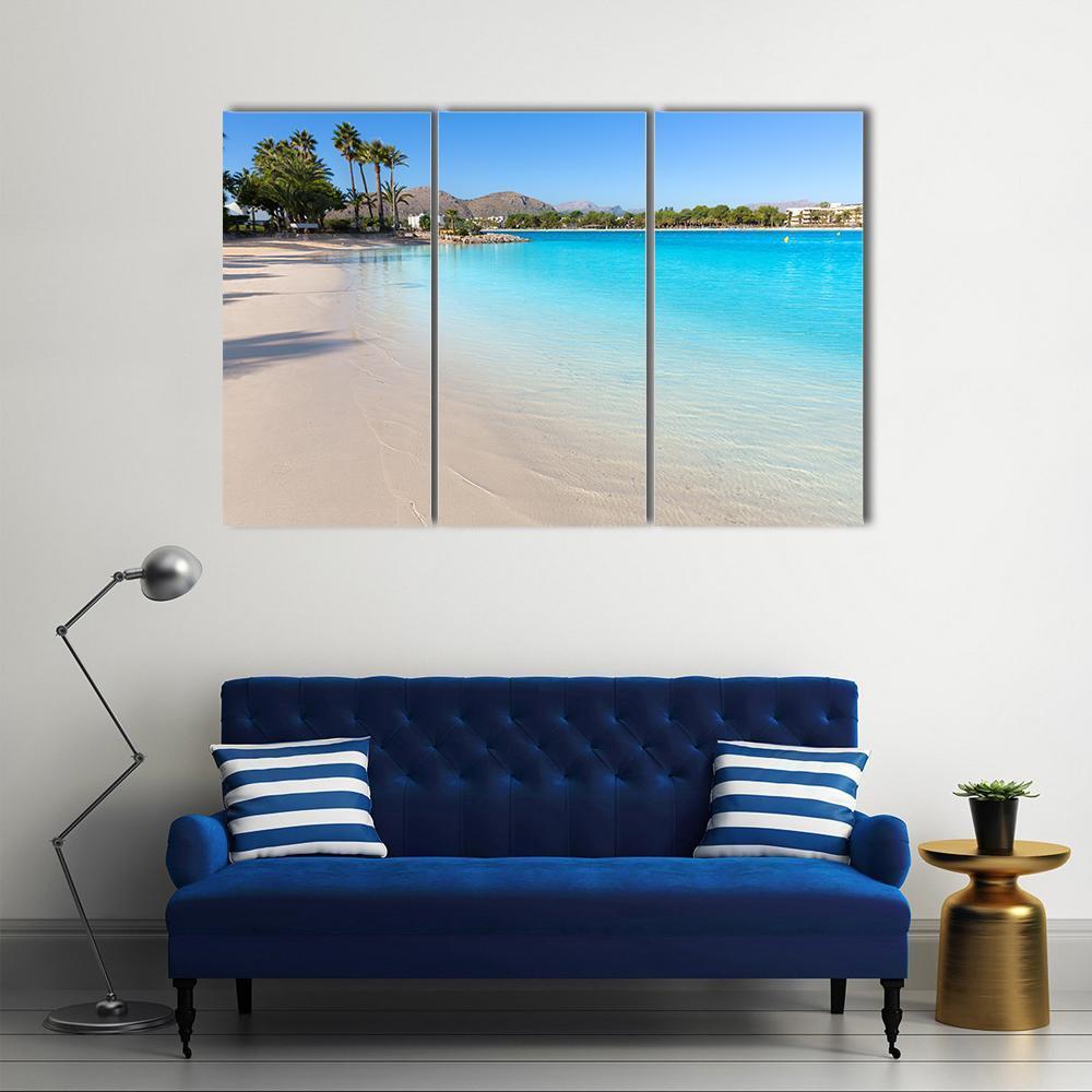 Platja De Alcudia Beach Canvas Wall Art-3 Horizontal-Gallery Wrap-37" x 24"-Tiaracle