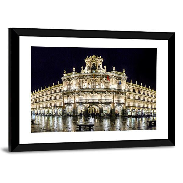 Plaza Mayor At Night Canvas Wall Art-3 Horizontal-Gallery Wrap-25" x 16"-Tiaracle