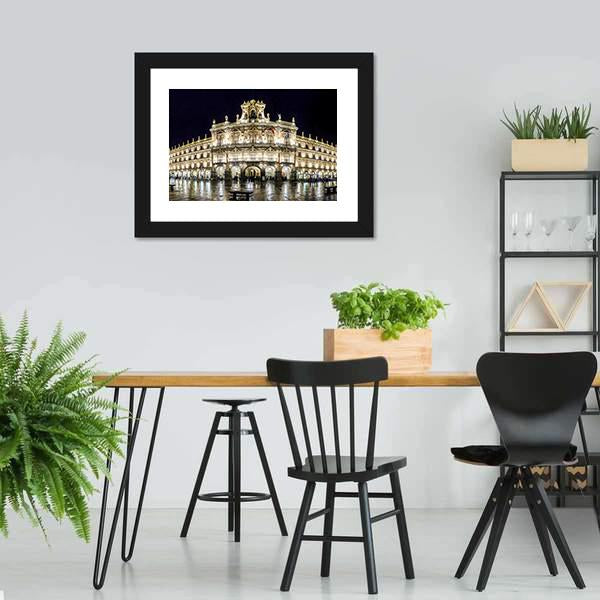 Plaza Mayor At Night Canvas Wall Art-3 Horizontal-Gallery Wrap-25" x 16"-Tiaracle