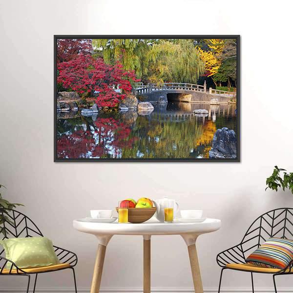 Pond & Trees Japan Canvas Wall Art-3 Horizontal-Gallery Wrap-25" x 16"-Tiaracle