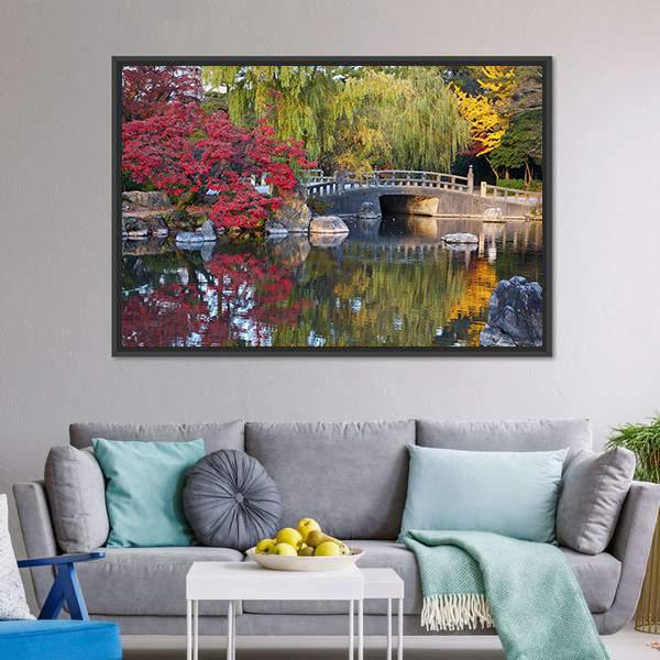 Pond & Trees Japan Canvas Wall Art-3 Horizontal-Gallery Wrap-25" x 16"-Tiaracle