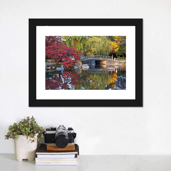 Pond & Trees Japan Canvas Wall Art-1 Piece-Framed Print-20" x 16"-Tiaracle
