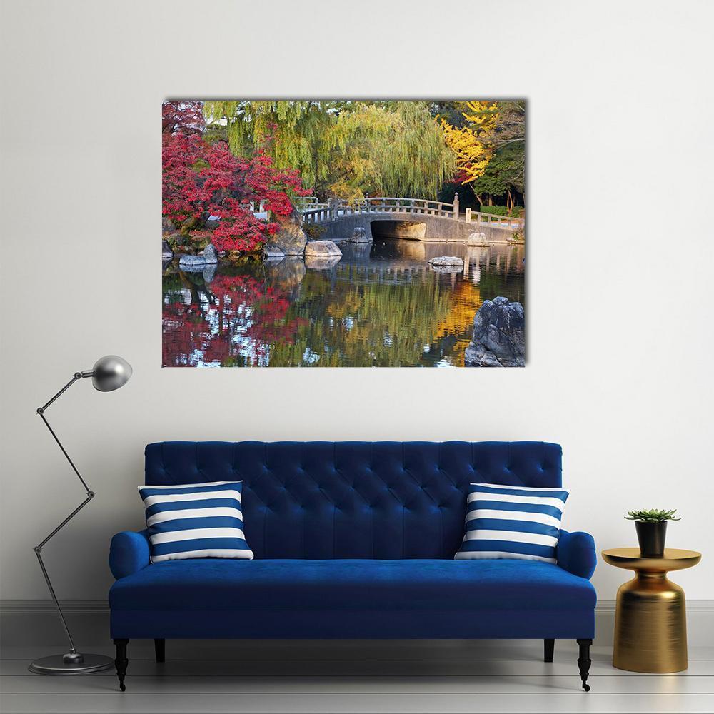 Pond & Trees Japan Canvas Wall Art-1 Piece-Gallery Wrap-48" x 32"-Tiaracle