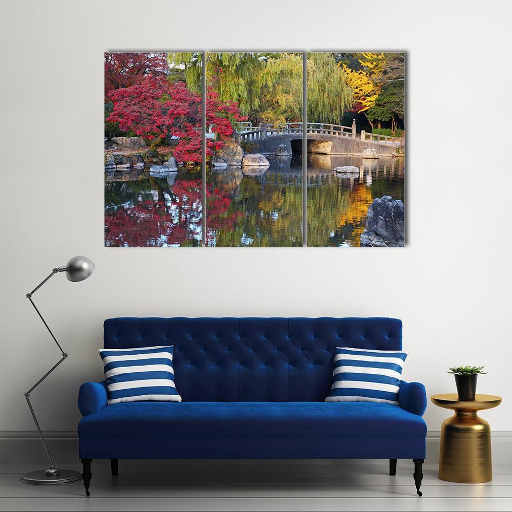 Pond & Trees Japan Canvas Wall Art-3 Horizontal-Gallery Wrap-37" x 24"-Tiaracle
