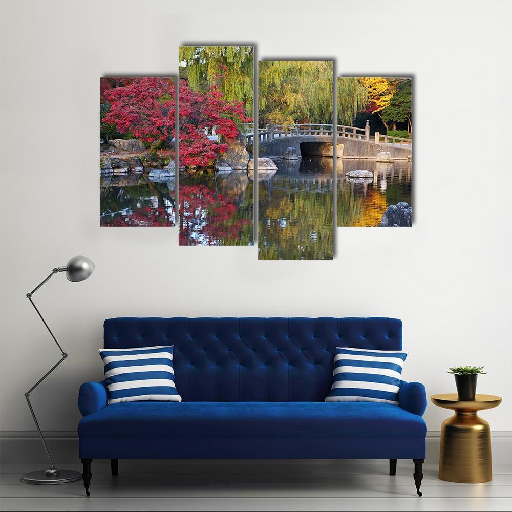 Pond & Trees Japan Canvas Wall Art-4 Pop-Gallery Wrap-50" x 32"-Tiaracle