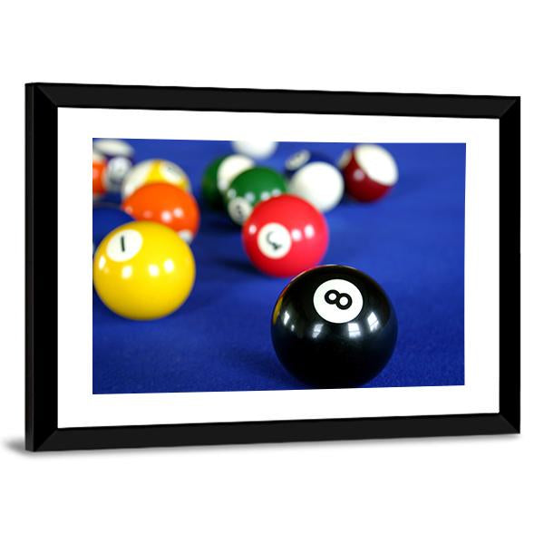 Pool Balls On Blue Pool Table Canvas Wall Art-3 Horizontal-Gallery Wrap-25" x 16"-Tiaracle