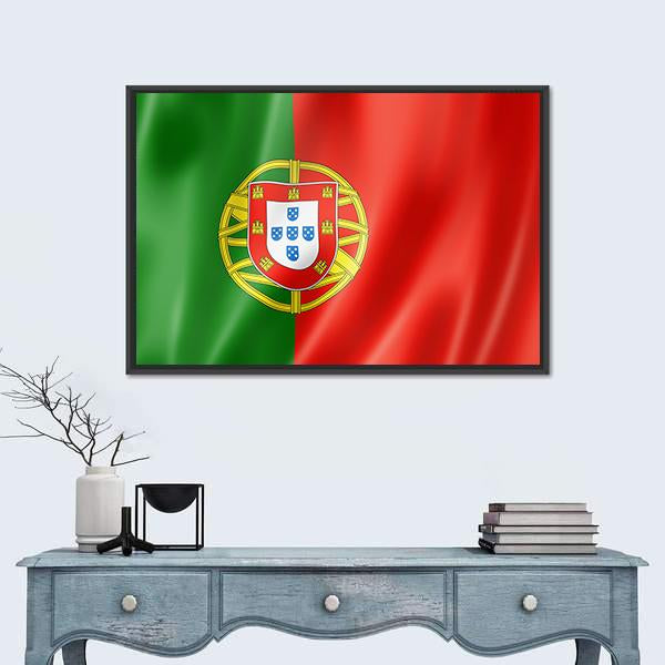 Portugal Flag Canvas Wall Art-1 Piece-Floating Frame-24" x 16"-Tiaracle