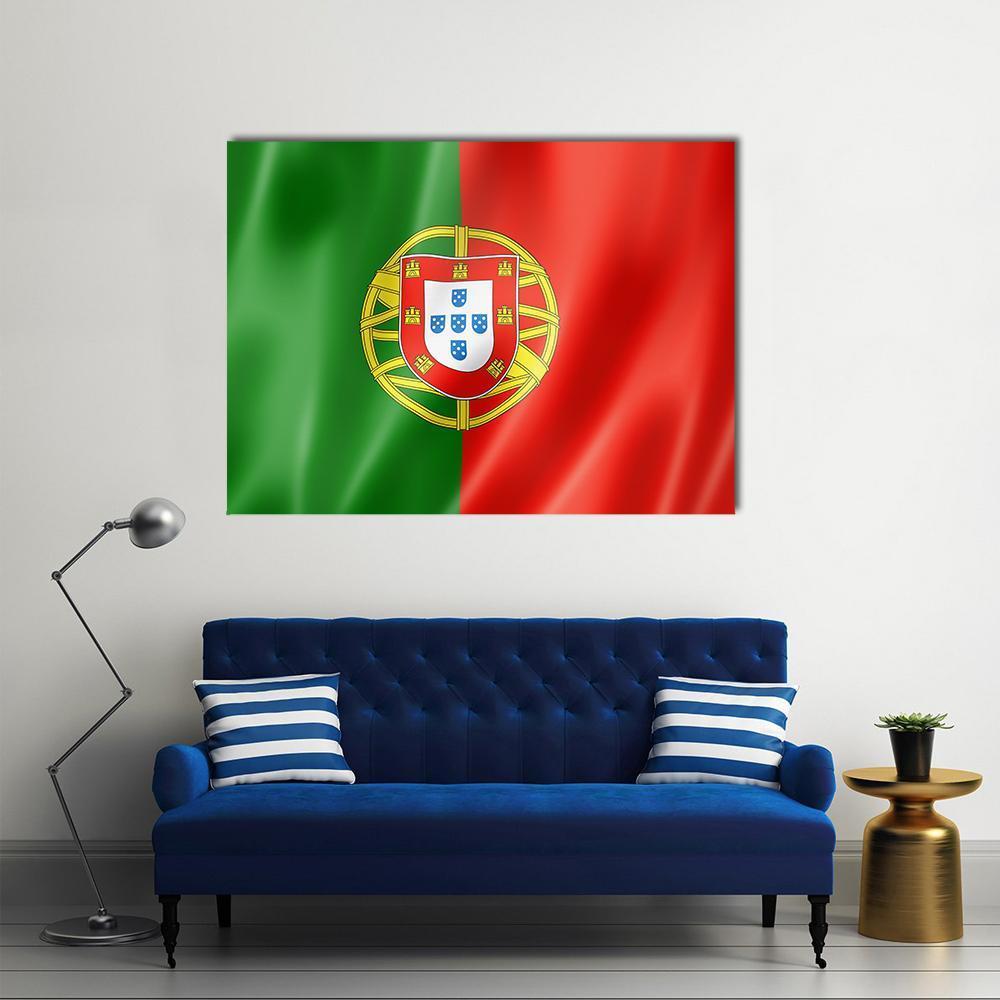 Portugal Flag Canvas Wall Art-1 Piece-Gallery Wrap-48" x 32"-Tiaracle