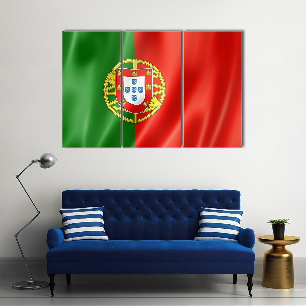 Portugal Flag Canvas Wall Art-3 Horizontal-Gallery Wrap-37" x 24"-Tiaracle