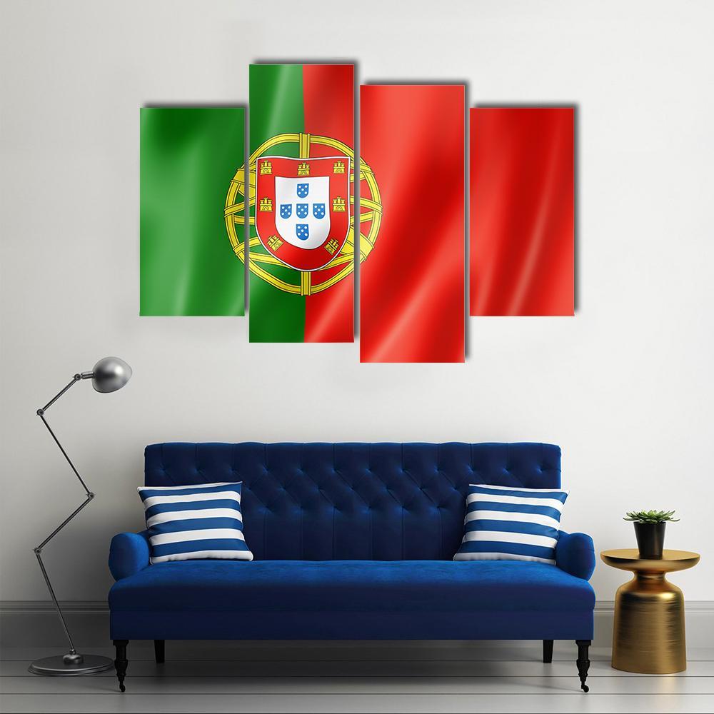 Portugal Flag Canvas Wall Art-4 Pop-Gallery Wrap-50" x 32"-Tiaracle