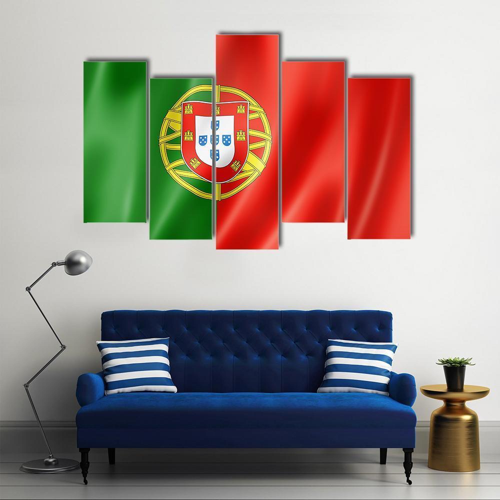 Portugal Flag Canvas Wall Art-5 Pop-Gallery Wrap-47" x 32"-Tiaracle