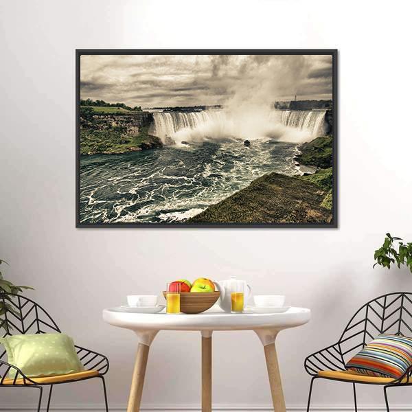 Power Of Niagara Waterfalls Canvas Wall Art-3 Horizontal-Gallery Wrap-25" x 16"-Tiaracle