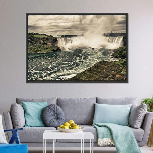 Power Of Niagara Waterfalls Canvas Wall Art-3 Horizontal-Gallery Wrap-25" x 16"-Tiaracle