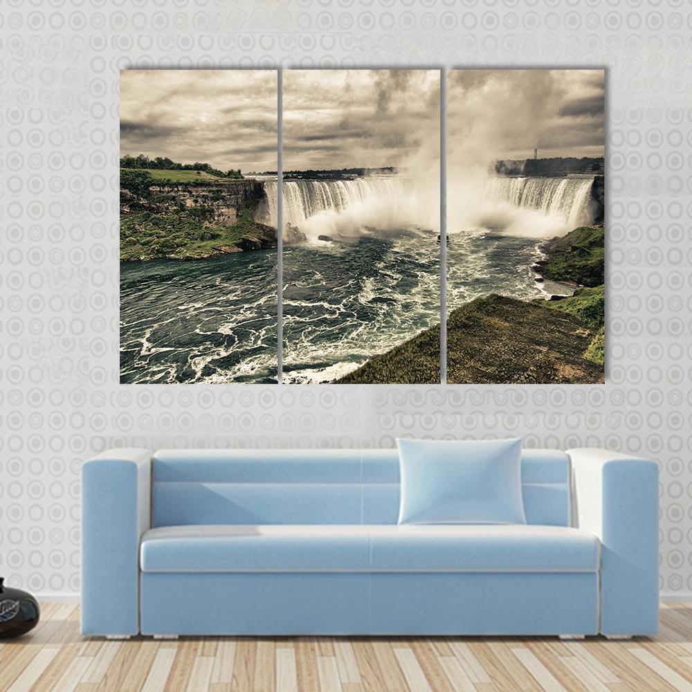 Power Of Niagara Waterfalls Canvas Wall Art-3 Horizontal-Gallery Wrap-37" x 24"-Tiaracle