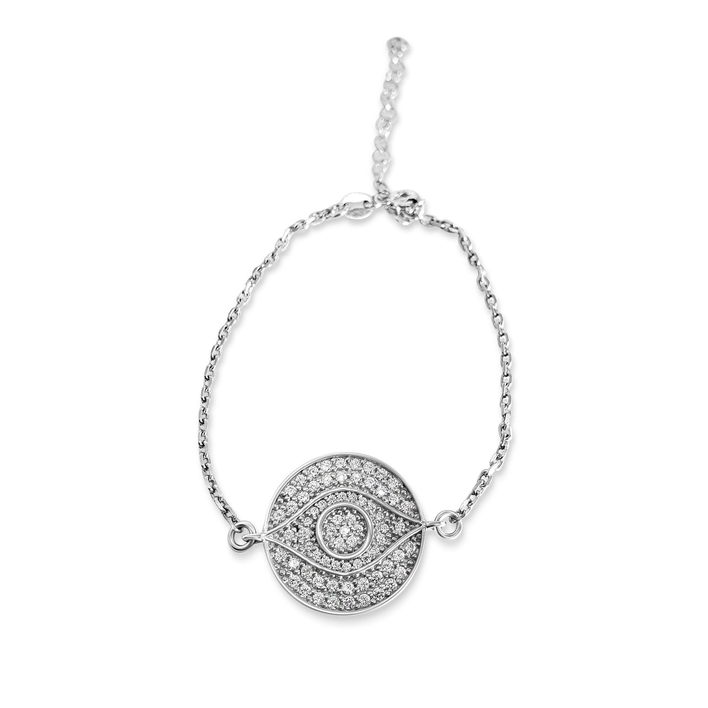 سٹرلنگ سلور میں بولڈ ایول آئی خوش قسمت کڑا