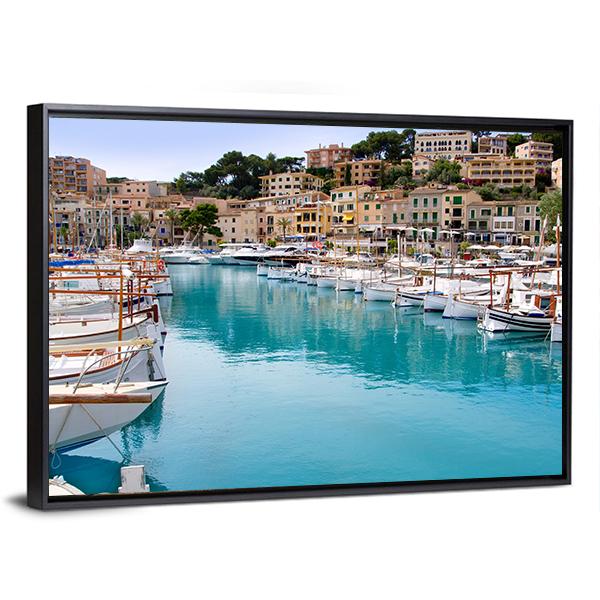 Puerto De Soller Port Of Mallorca Canvas Wall Art-3 Horizontal-Gallery Wrap-25" x 16"-Tiaracle