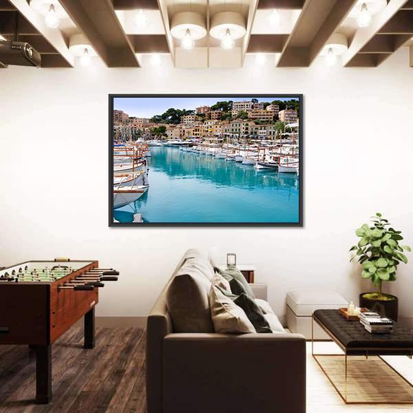 Puerto De Soller Port Of Mallorca Canvas Wall Art-3 Horizontal-Gallery Wrap-25" x 16"-Tiaracle