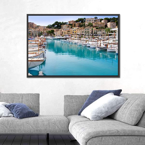 Puerto De Soller Port Of Mallorca Canvas Wall Art-3 Horizontal-Gallery Wrap-25" x 16"-Tiaracle
