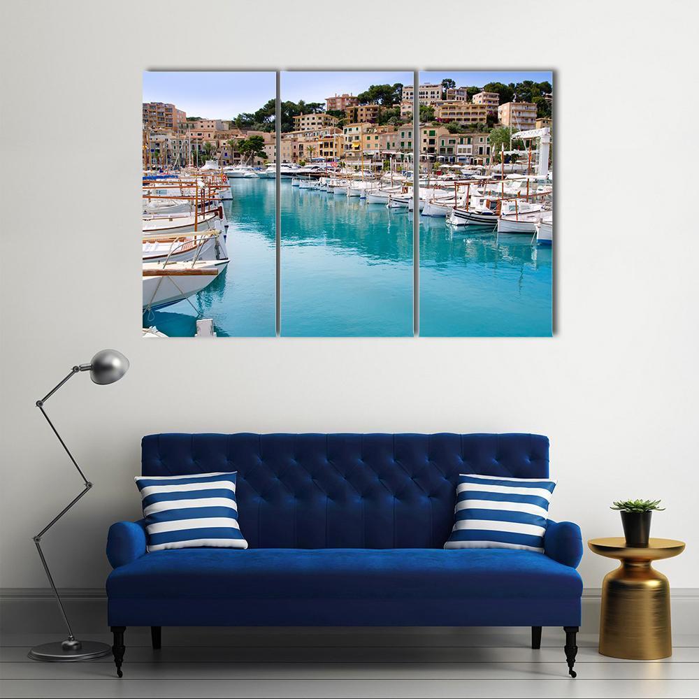 Puerto De Soller Port Of Mallorca Canvas Wall Art-3 Horizontal-Gallery Wrap-37" x 24"-Tiaracle