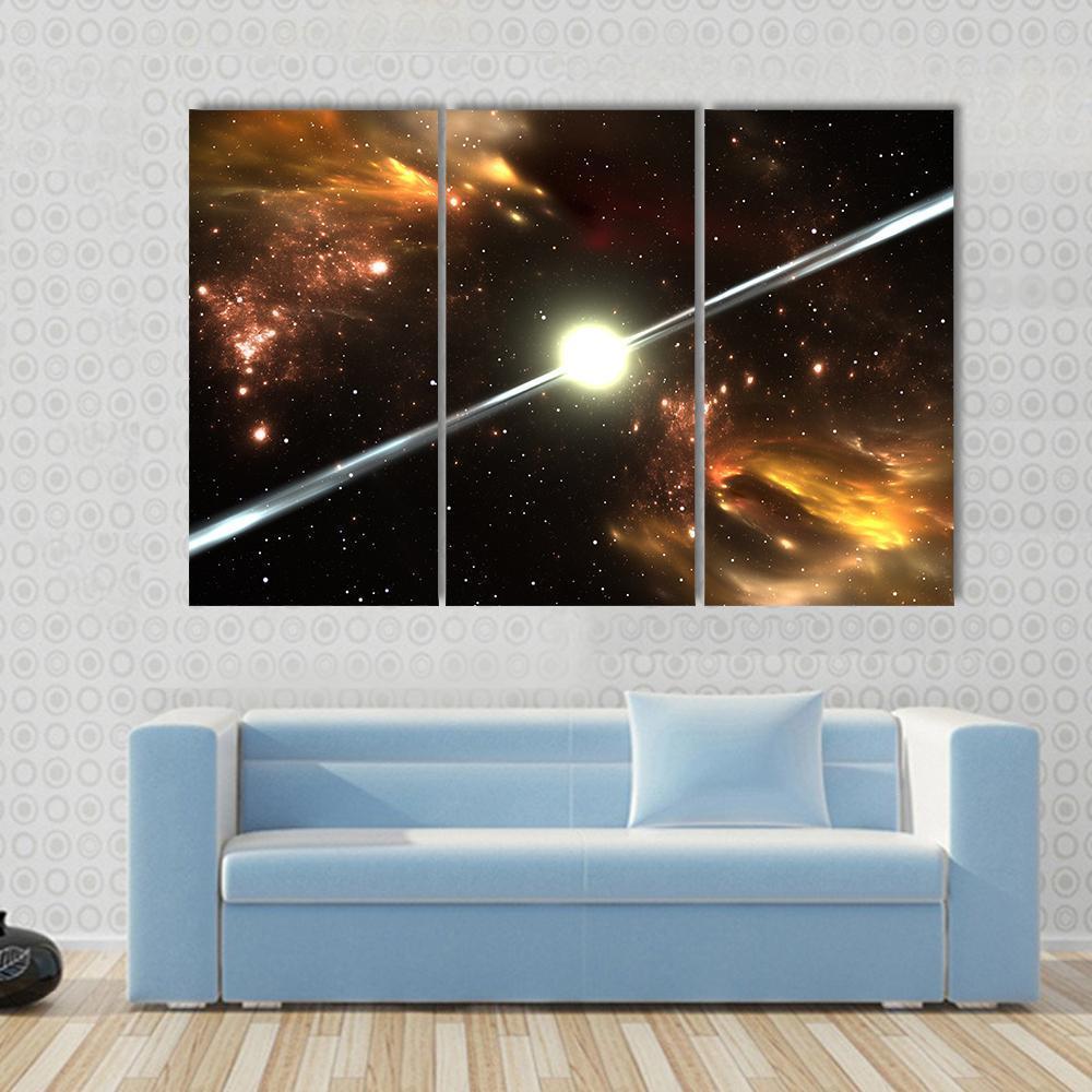 Pulsar Highly Magnetized Canvas Wall Art-3 Horizontal-Gallery Wrap-37" x 24"-Tiaracle