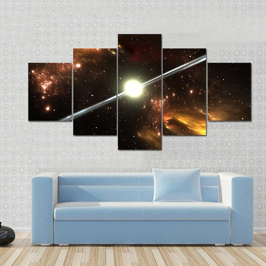 Pulsar Highly Magnetized Canvas Wall Art-5 Star-Gallery Wrap-62" x 32"-Tiaracle