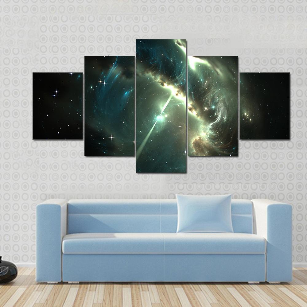 Pulsar In The Nebula Canvas Wall Art-5 Star-Gallery Wrap-62" x 32"-Tiaracle