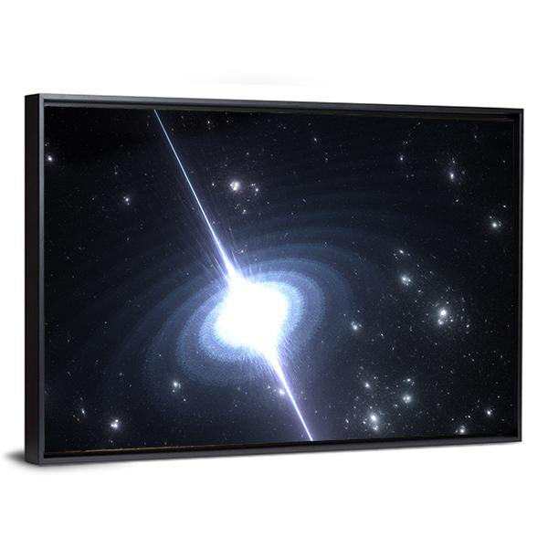 Pulsar Rotating Neutron Star Canvas Wall Art-3 Horizontal-Gallery Wrap-25" x 16"-Tiaracle