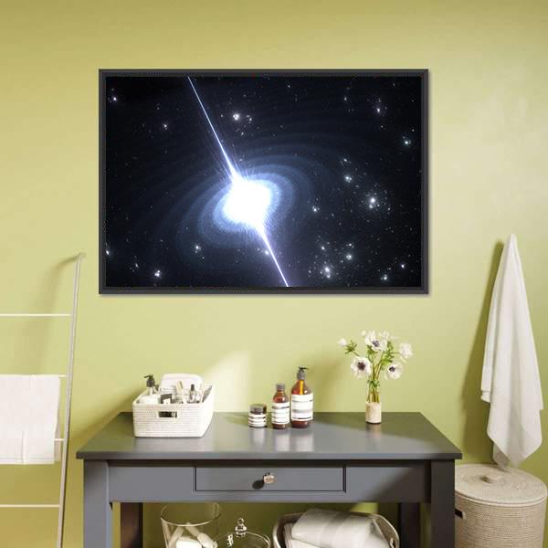 Pulsar Rotating Neutron Star Canvas Wall Art-1 Piece-Floating Frame-24" x 16"-Tiaracle