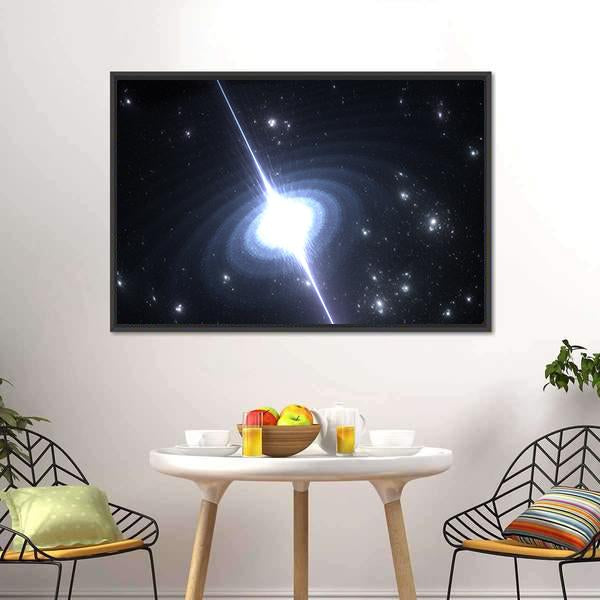 Pulsar Rotating Neutron Star Canvas Wall Art-3 Horizontal-Gallery Wrap-25" x 16"-Tiaracle