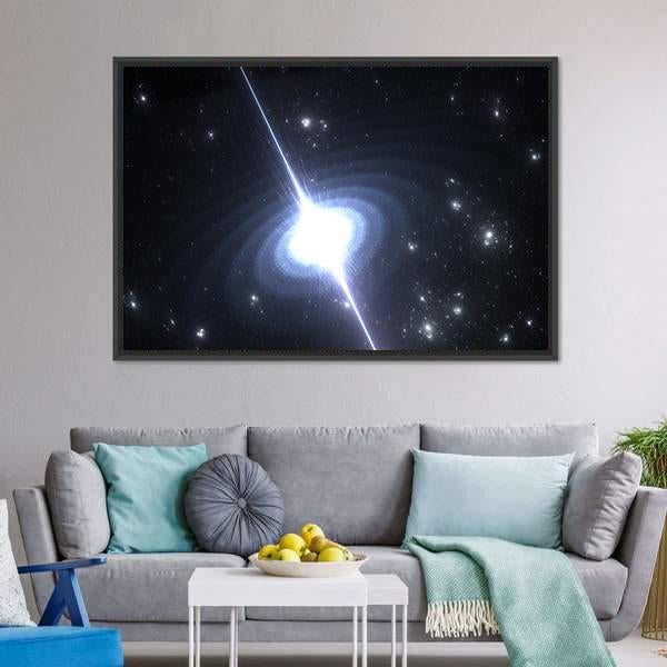 Pulsar Rotating Neutron Star Canvas Wall Art-3 Horizontal-Gallery Wrap-25" x 16"-Tiaracle