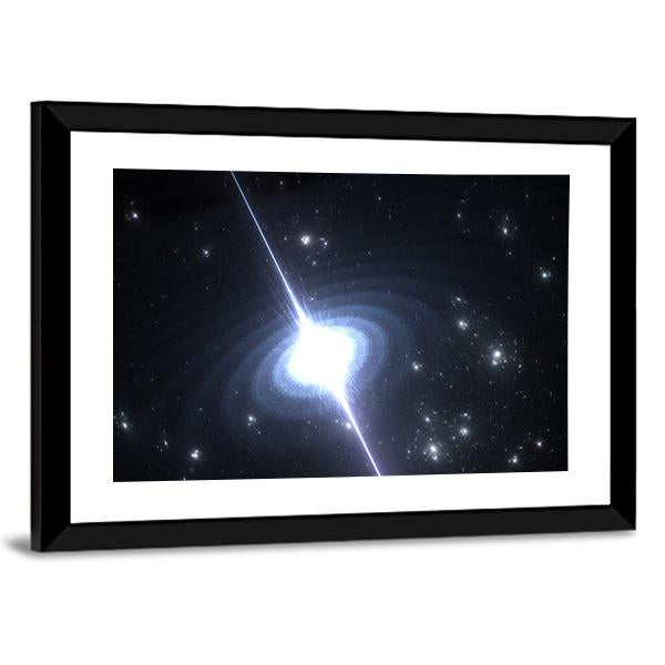 Pulsar Rotating Neutron Star Canvas Wall Art-3 Horizontal-Gallery Wrap-25" x 16"-Tiaracle