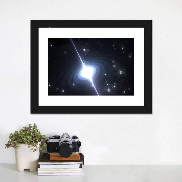 Pulsar Rotating Neutron Star Canvas Wall Art-1 Piece-Framed Print-20" x 16"-Tiaracle