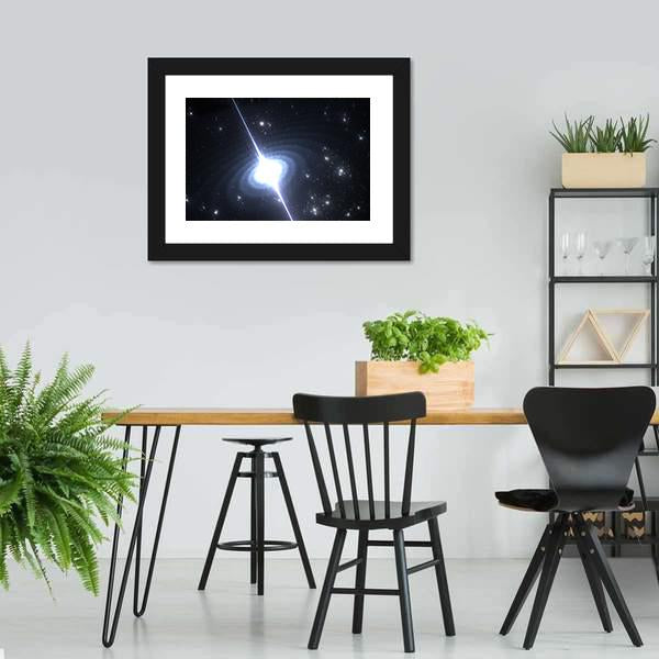 Pulsar Rotating Neutron Star Canvas Wall Art-3 Horizontal-Gallery Wrap-25" x 16"-Tiaracle