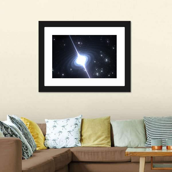 Pulsar Rotating Neutron Star Canvas Wall Art-3 Horizontal-Gallery Wrap-25" x 16"-Tiaracle