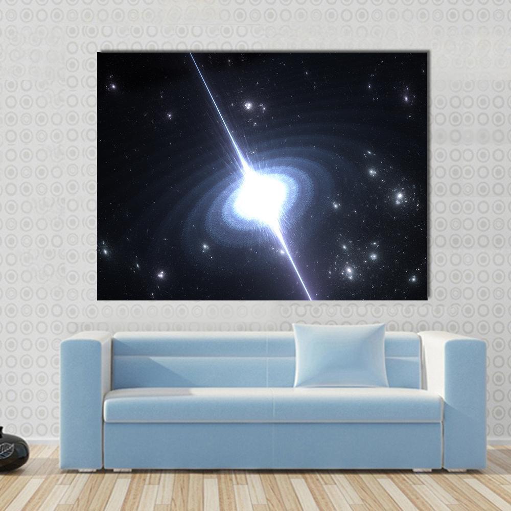 Pulsar Rotating Neutron Star Canvas Wall Art-1 Piece-Gallery Wrap-48" x 32"-Tiaracle