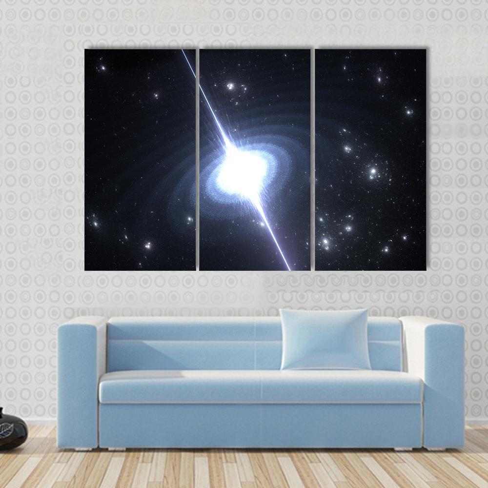 Pulsar Rotating Neutron Star Canvas Wall Art-3 Horizontal-Gallery Wrap-37" x 24"-Tiaracle