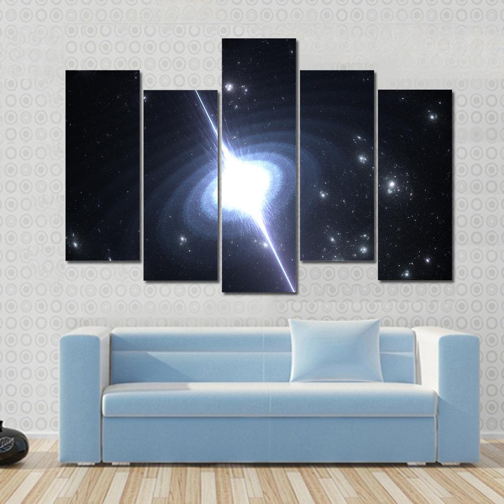 Pulsar Rotating Neutron Star Canvas Wall Art-5 Pop-Gallery Wrap-47" x 32"-Tiaracle