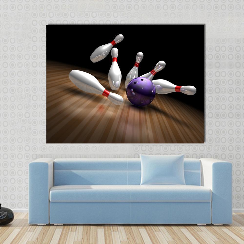 Purple Bowling Ball Canvas Wall Art-1 Piece-Gallery Wrap-48" x 32"-Tiaracle