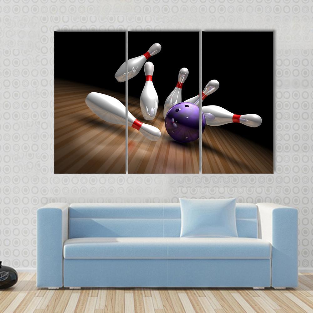 Purple Bowling Ball Canvas Wall Art-3 Horizontal-Gallery Wrap-37" x 24"-Tiaracle