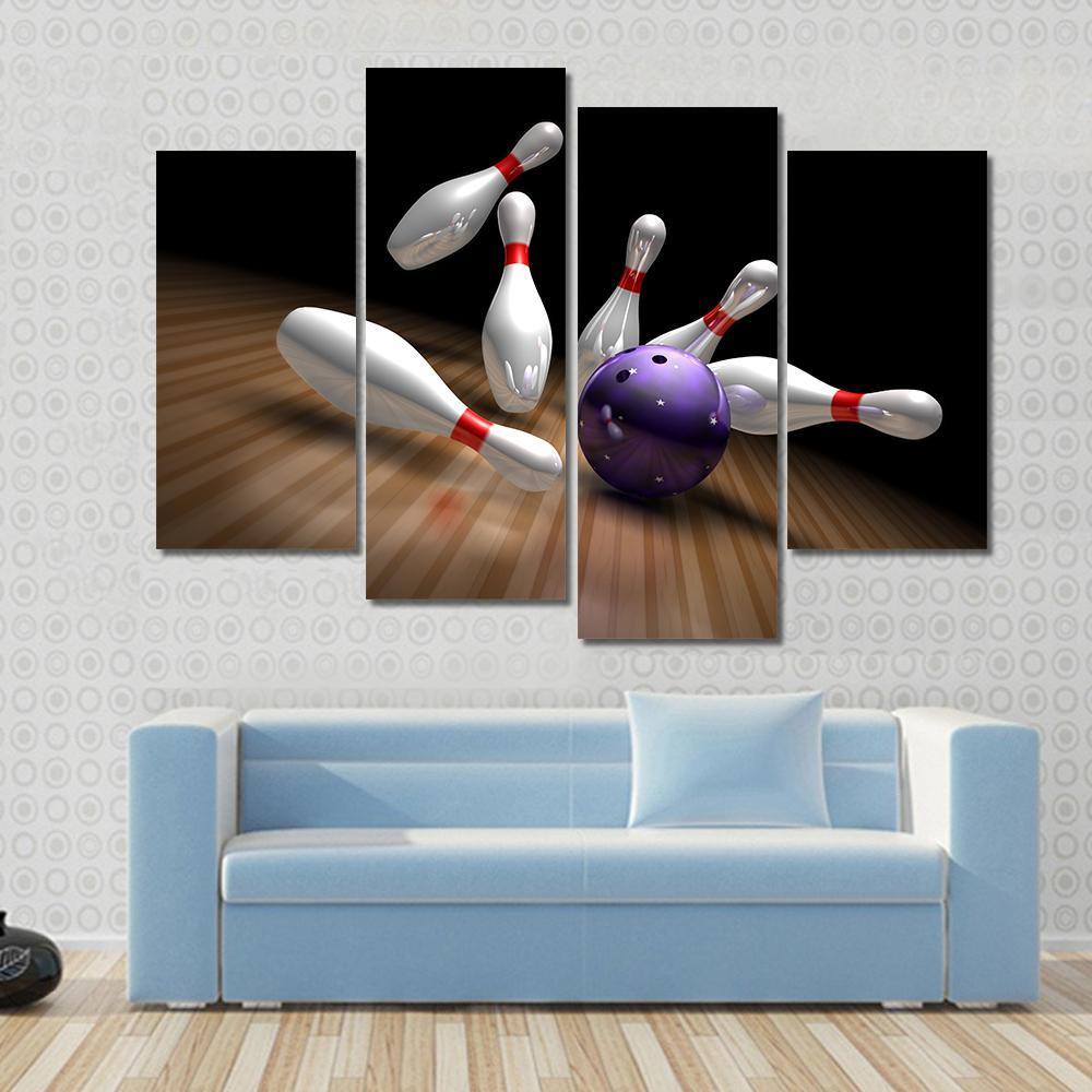 Purple Bowling Ball Canvas Wall Art-4 Pop-Gallery Wrap-50" x 32"-Tiaracle