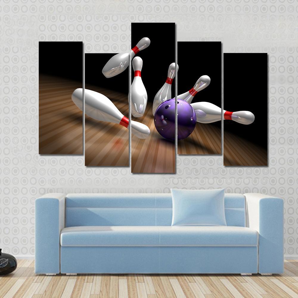 Purple Bowling Ball Canvas Wall Art-5 Pop-Gallery Wrap-47" x 32"-Tiaracle