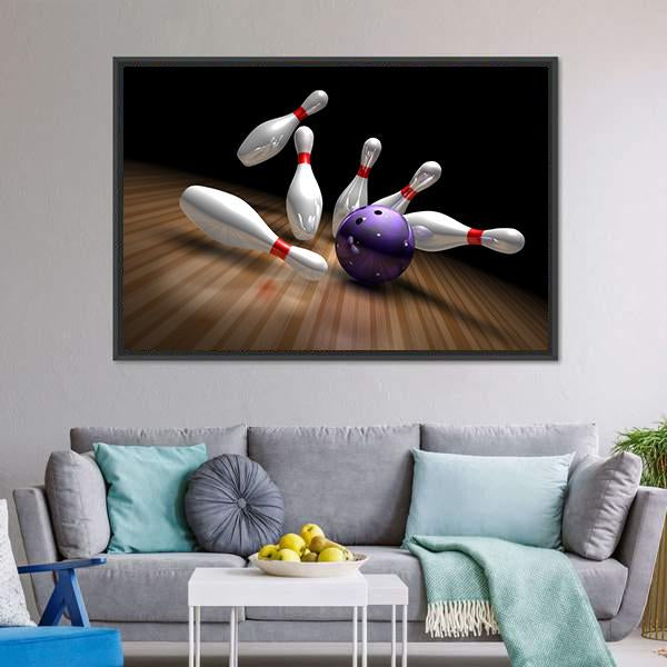 Purple Bowling Ball Canvas Wall Art-3 Horizontal-Gallery Wrap-25" x 16"-Tiaracle