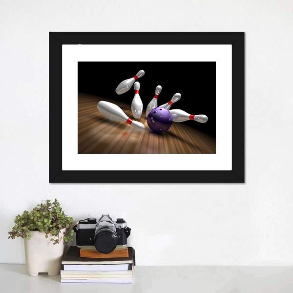 Purple Bowling Ball Canvas Wall Art-1 Piece-Framed Print-20" x 16"-Tiaracle