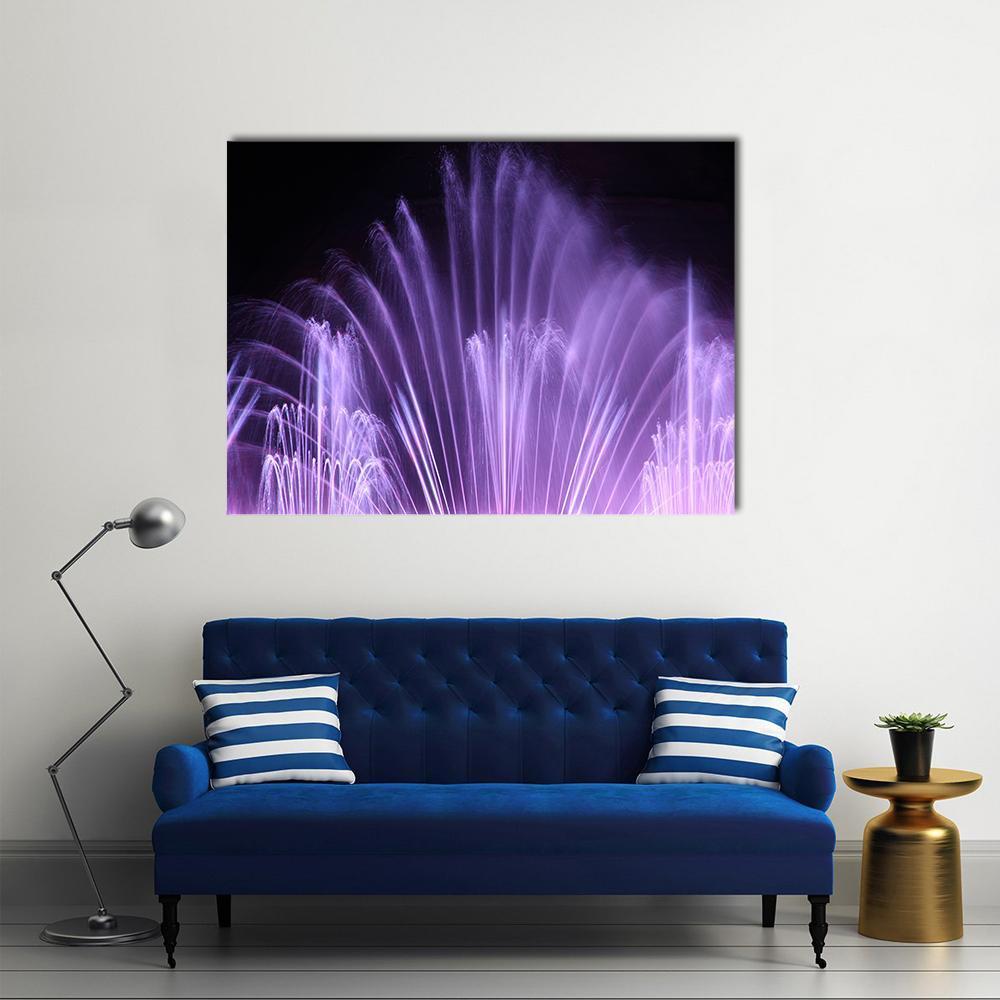 Purple Dancing Fountains Canvas Wall Art-1 Piece-Gallery Wrap-48" x 32"-Tiaracle