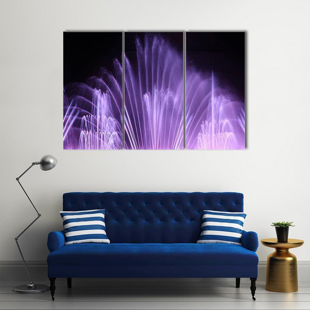 Purple Dancing Fountains Canvas Wall Art-3 Horizontal-Gallery Wrap-37" x 24"-Tiaracle