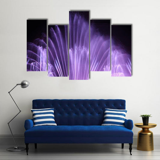 Purple Dancing Fountains Canvas Wall Art-5 Pop-Gallery Wrap-47" x 32"-Tiaracle