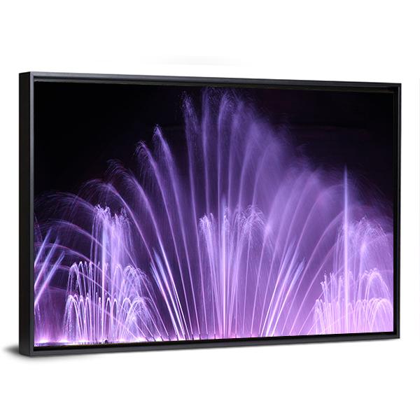 Purple Dancing Fountains Canvas Wall Art-3 Horizontal-Gallery Wrap-25" x 16"-Tiaracle