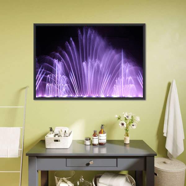 Purple Dancing Fountains Canvas Wall Art-3 Horizontal-Gallery Wrap-25" x 16"-Tiaracle